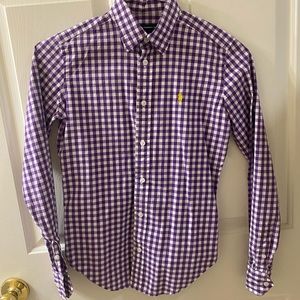 Ralph Lauren Sport Women's Long Sleeve Purple Gingham Button Up- Size 2